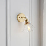 Conical Glass Wall Lamp With Single Head For Corridor Lighting - Mounted Fixture Gold