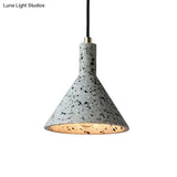 Conical Terrazzo Pendant Light - Nordic Hanging Lamp Kit With Black/White Design Ideal For Table