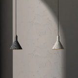 Conical Terrazzo Pendant Light - Nordic Hanging Lamp Kit With Black/White Design Ideal For Table