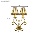 Conical Wall Mount Light - Traditional Brass Metal Fixture With 1/2-Light Lighting