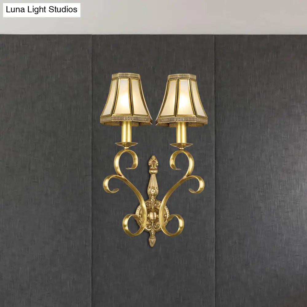 Conical Wall Mount Light - Traditional Brass Metal Fixture With 1/2-Light Lighting