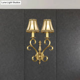 Conical Wall Mount Light - Traditional Brass Metal Fixture With 1/2-Light Lighting