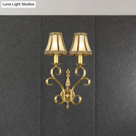 Conical Wall Mount Light - Traditional Brass Metal Fixture With 1/2-Light Lighting