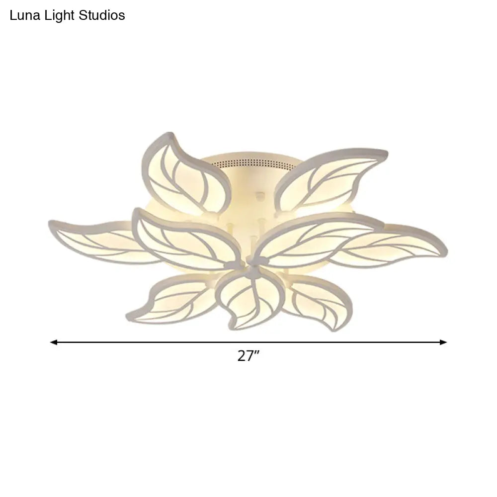 Contemporary 1/2-Tier Acrylic Flush Ceiling Lamp With Leaf Design And Warm/White Led Light
