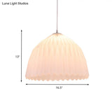 Contemporary 1 Bulb Hanging Ceiling Lamp In White With Acrylic Dome Shade For Dining Room