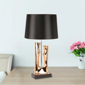 Contemporary 1-Head Black Barrel Fabric Table Light Creative Desk Lamp For Bedroom