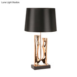 Contemporary 1-Head Black Barrel Fabric Table Light Creative Desk Lamp For Bedroom