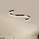 Contemporary 1-Light Chandelier - 25.5/31.5 Wide Brown S-Shaped Pendant With Acrylic Shade In