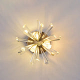 Contemporary 2-Head Gold Crystal Rod Sputnik Wall Sconce - Warm/White Light Clear / Warm