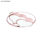 Contemporary 2-Heart Acrylic And Metal Flush Mount Ceiling Light For Living Room
