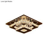 Contemporary 2 - Tier Crystal Ceiling Fixture - 12’/26.5’ Wide Stainless - Steel Led Flush