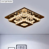 Contemporary 2 - Tier Crystal Ceiling Fixture - 12’/26.5’ Wide Stainless - Steel Led Flush