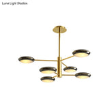 Contemporary 2-Tier Gold/Black Starburst Chandelier - Led Ceiling Lamp 6/8 Lights