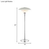 Contemporary 2 Tier Metallic Floor Lamp: Plate-Like Design 1 Head White For Living Room