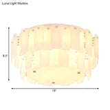 Contemporary 2 - Tier White Glass Flush Mount Lamp - Multi Lights & Stylish Fixture For Living Room