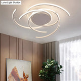 Contemporary 22’/29.5’ Wide Twisted Flush Mount Light - Led Acrylic Ceiling Lamp White/Black