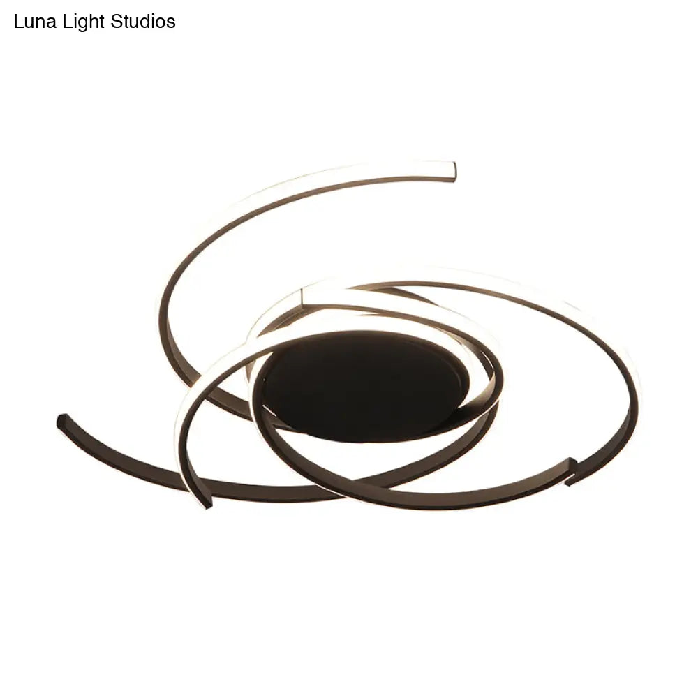 Contemporary 22’/29.5’ Wide Twisted Flush Mount Light - Led Acrylic Ceiling Lamp White/Black