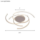 Contemporary 22’/29.5’ Wide Twisted Flush Mount Light - Led Acrylic Ceiling Lamp White/Black