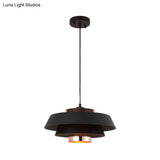 Contemporary 3-Tiered Metal Pendant Ceiling Light With 1 Bulb For Dining Room - Black/White