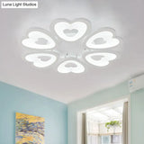 Contemporary 4/6 - Light Ceiling Mount Fixture With Acrylic Shade - White Heart Flush Lamp In