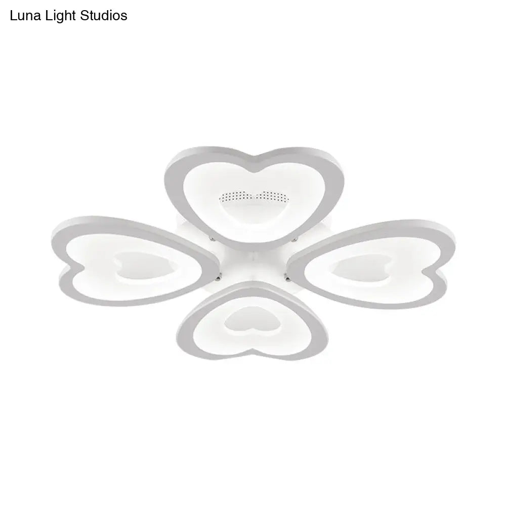 Contemporary 4/6 - Light Ceiling Mount Fixture With Acrylic Shade - White Heart Flush Lamp In