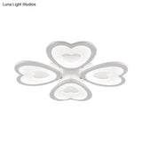 Contemporary 4/6 - Light Ceiling Mount Fixture With Acrylic Shade - White Heart Flush Lamp In