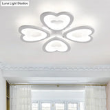 Contemporary 4/6 - Light Ceiling Mount Fixture With Acrylic Shade - White Heart Flush Lamp In