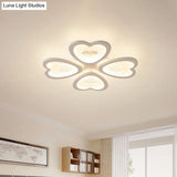Contemporary 4/6 - Light Ceiling Mount Fixture With Acrylic Shade - White Heart Flush Lamp In