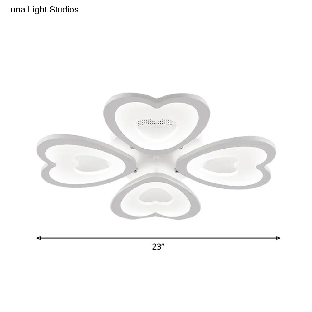Contemporary 4/6 - Light Ceiling Mount Fixture With Acrylic Shade - White Heart Flush Lamp In