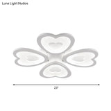 Contemporary 4/6 - Light Ceiling Mount Fixture With Acrylic Shade - White Heart Flush Lamp In