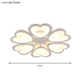 Contemporary 4/6 - Light Ceiling Mount Fixture With Acrylic Shade - White Heart Flush Lamp In