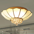 Contemporary 4/6 - Light White Flared Ceiling Flush Mount With Ribbed Glass And Crystal Finial 4 /