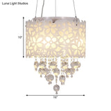Contemporary 4-Head Metal Chandelier With Crystal Droplets In White