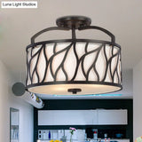 Contemporary 4-Light Black Flush Mount Lamp With Branch Pattern