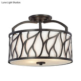 Contemporary 4-Light Black Flush Mount Lamp With Branch Pattern