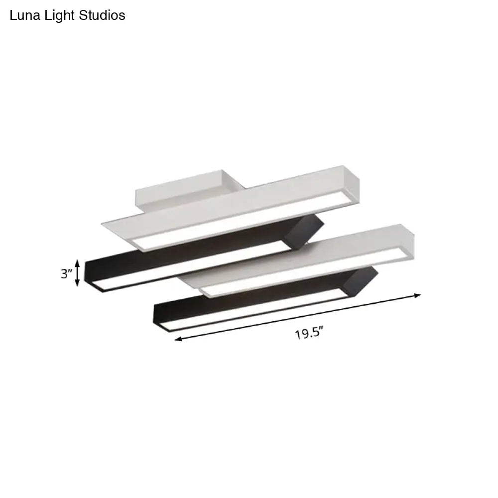 Contemporary 4 - Light Black Linear Semi Flush Light - Acrylic & Metal Ceiling Fixture (Warm/White)