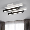 Contemporary 4 - Light Black Linear Semi Flush Light - Acrylic & Metal Ceiling Fixture (Warm/White)
