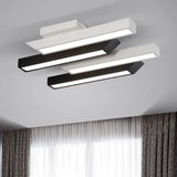 Contemporary 4 - Light Black Linear Semi Flush Light - Acrylic & Metal Ceiling Fixture (Warm/White)
