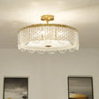 Contemporary 4 - Light Semi Flush Mount Gold Lamp With Beveled Glass Drum Design