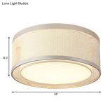 Contemporary 4 - Light Silver Metal Drum Flush Mount Ceiling Lamp With Frosted Diffuser