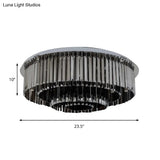 Contemporary 4 - Tier Smoke Gray Crystal Flushmount Light - 8/12 Lights Flush Fixture