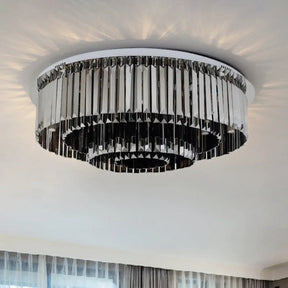 Contemporary 4 - Tier Smoke Gray Crystal Flushmount Light - 8/12 Lights Flush Fixture 8 /