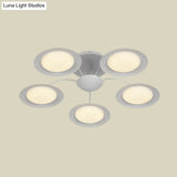 Contemporary 5-Head Radial White Led Semi Flush Mount Light With Acrylic Shade