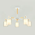 Contemporary 5-Light Glass Pendant Chandelier For Dining Room White