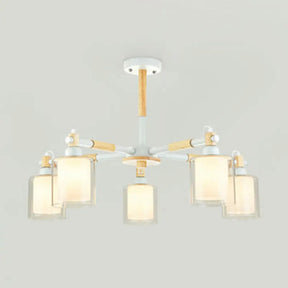 Contemporary 5-Light Glass Pendant Chandelier For Dining Room White