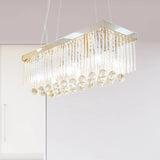Contemporary 6-Head Chrome Island Light Fixture With Crystal Ball Accents