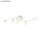 Contemporary 6 - Light Semi Flush Light Fixture With Curved Arm And Opal Glass Shade