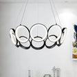 Contemporary Acrylic Black/Gold Led Chandelier - Multi-Ring Hanging Pendant Light In White/Warm For