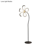 Contemporary Acrylic Bloom Floor Lamp - Black/White Led Reading Light For Study Room
