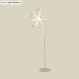 Contemporary Acrylic Bloom Floor Lamp - Black/White Led Reading Light For Study Room